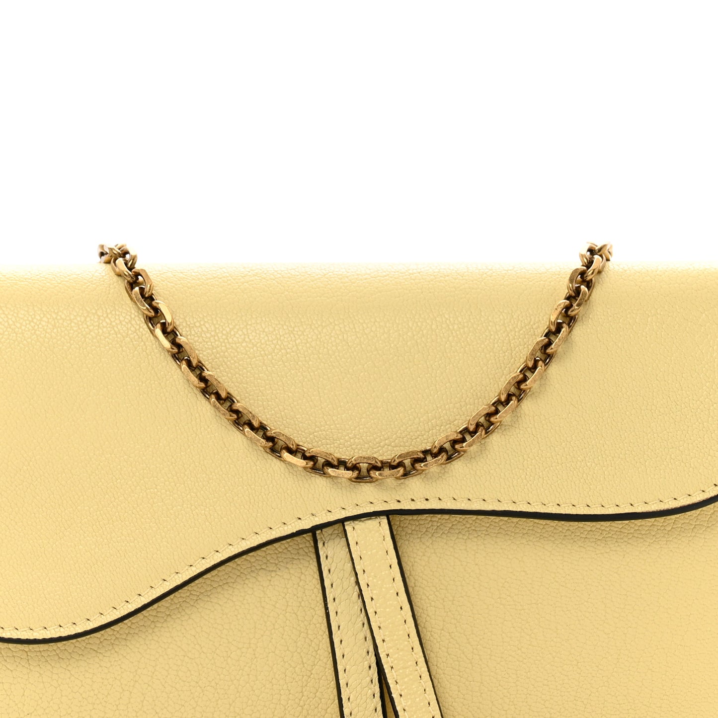 Goatskin Saddle Chain Wallet Pouch Soft Yellow