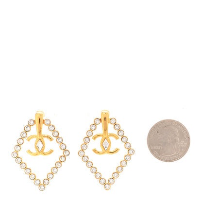 Chanel Crystal Diamond CC Earrings Gold 2 of 5