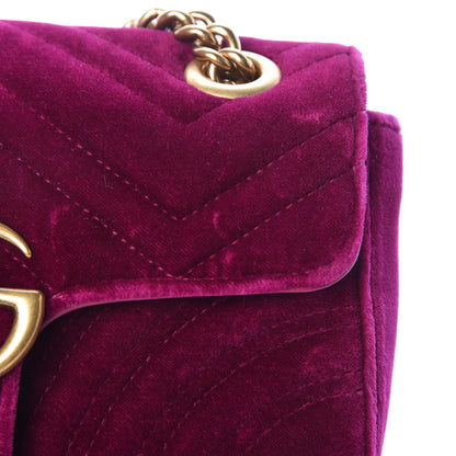 Gucci Velvet Matelasse Mini GG Marmont Shoulder Bag Fuchsia Violet Cyclamen 8 of 14