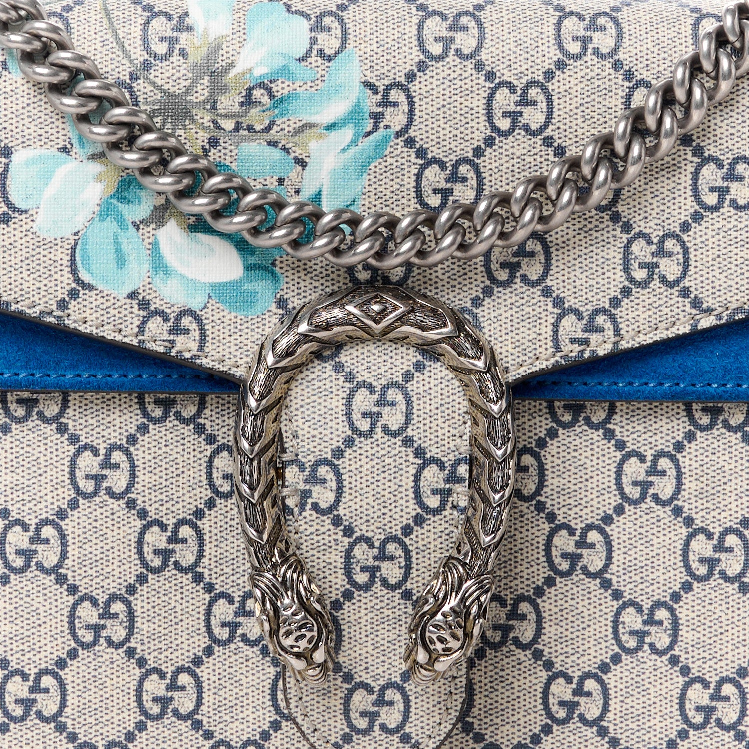 Gucci GG Supreme Monogram Blooms Small Dionysus Shoulder Bag Beige Navy Vintage Blue 8 of 13