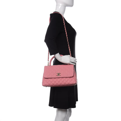 Chanel Caviar Quilted Small Coco Handle Flap Pink 2 of 11