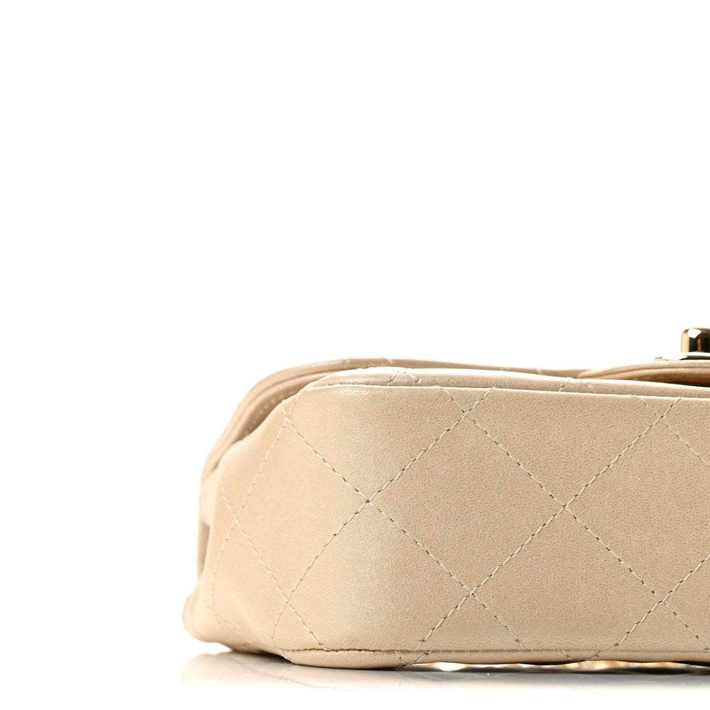Metallic Lambskin Quilted Extra Mini V For Victory Flap Light Gold