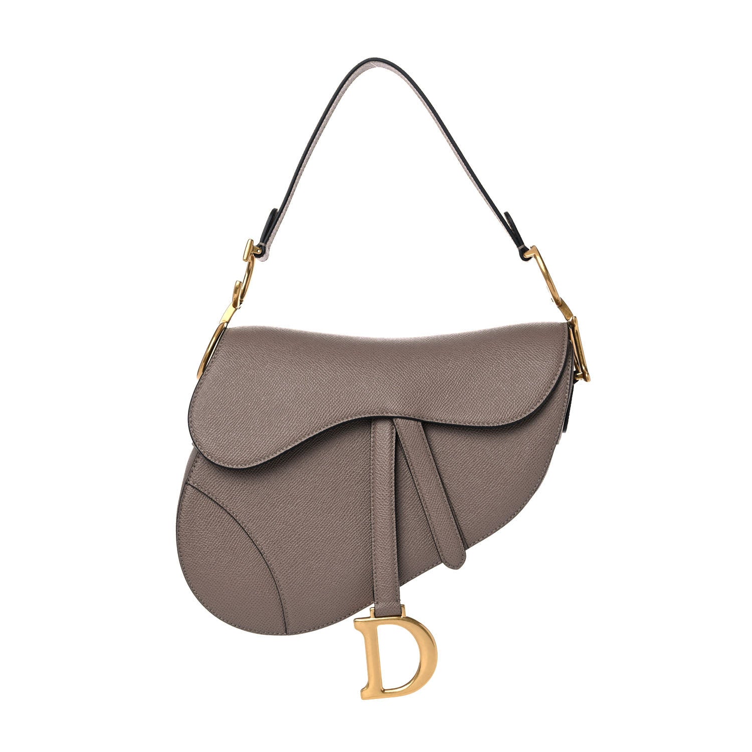Christian Dior Grained Calfskin Saddle Bag Warm Taupe 1 of 9