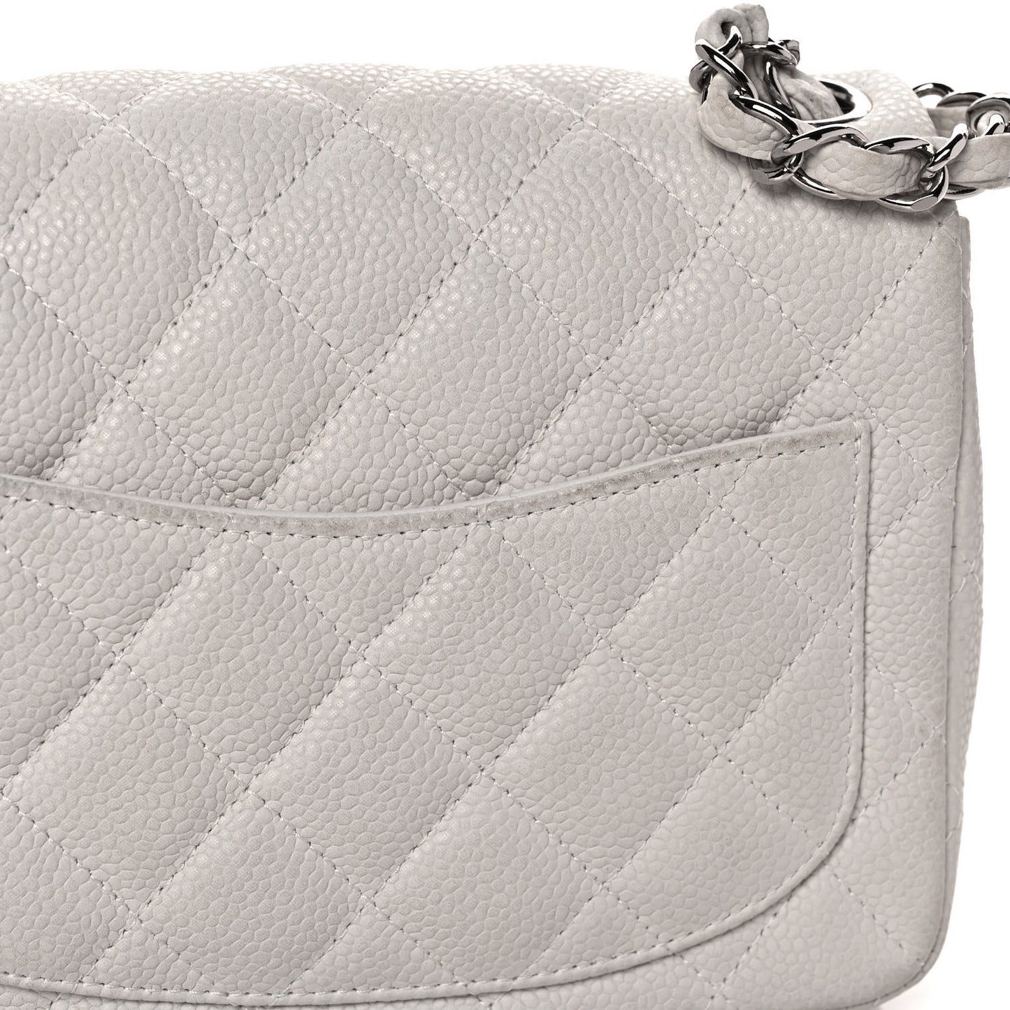 Caviar Quilted Mini Square Flap White