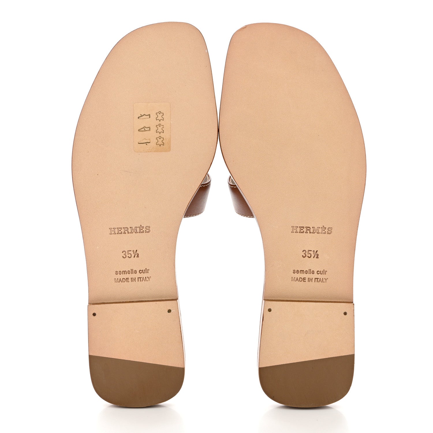 Hermes Box Calfskin Oran Sandals 35.5 Gold 5 of 9
