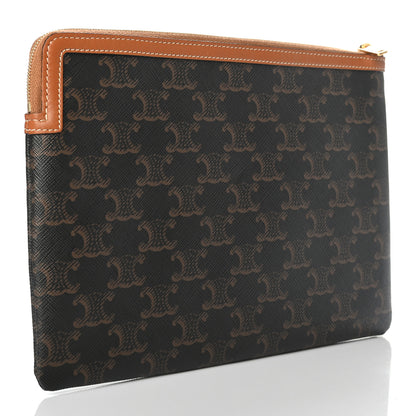 Celine Triomphe Canvas Lambskin Small Pouch Tan 3 of 7
