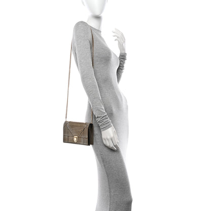 Christian Dior Metallic Patent Micro-Cannage Diorama Wallet on Chain Pouch Gold 2 of 12