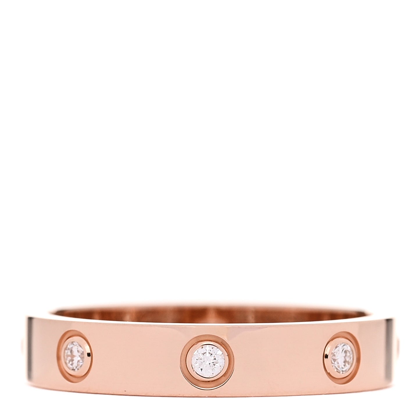 18K Pink Gold 8 Diamond 4mm LOVE Wedding Band Ring 56 7.5