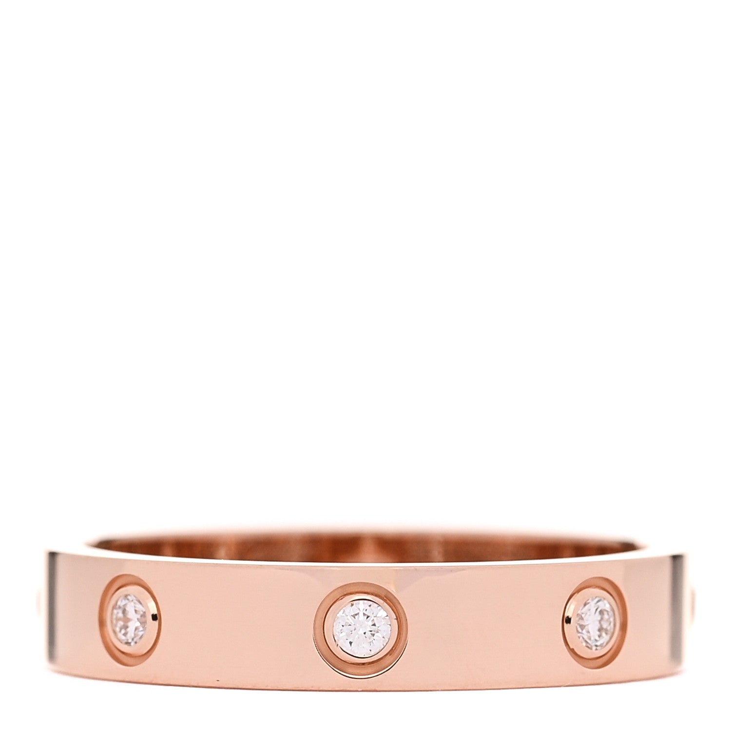Cartier 18K Pink Gold 8 Diamond 4mm LOVE Wedding Band Ring 56 7.5 1 of 4