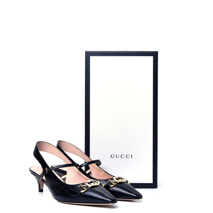 Gucci Malaga Kid Zumi Low Heel Slingback Pumps 36.5 Black 11 of 11