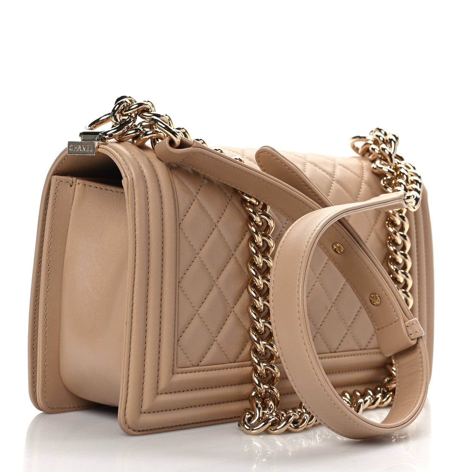 Chanel Calfskin Quilted Medium Boy Flap Beige 3 of 9