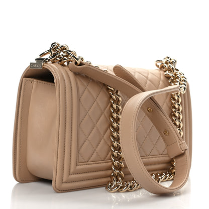 Chanel Calfskin Quilted Medium Boy Flap Beige 3 of 9