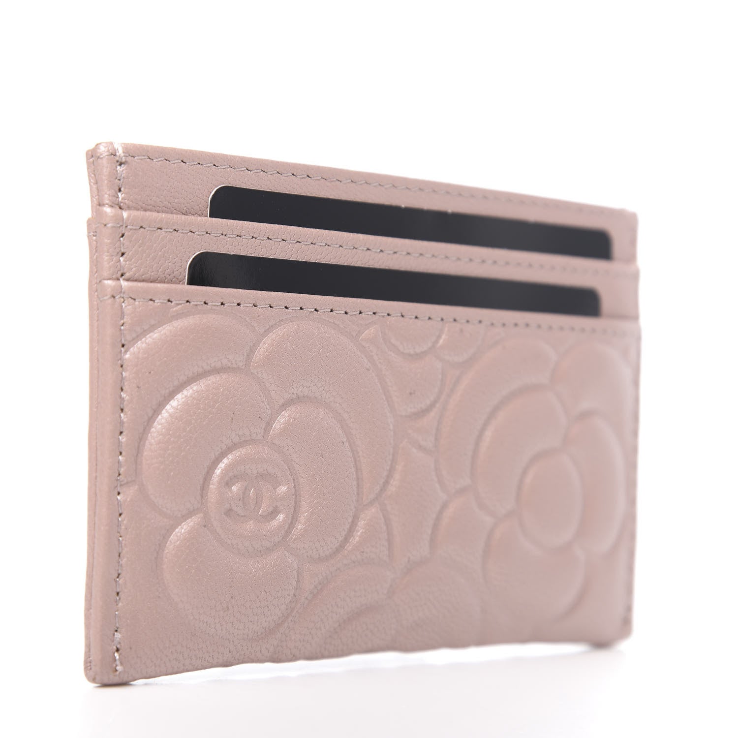 Chanel Goatskin Camellia Embossed Card Holder Light Pink 3 of 10
