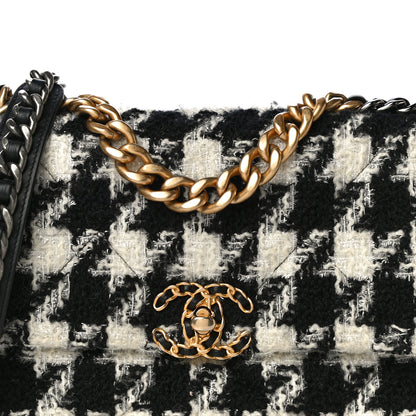 Chanel Tweed Quilted Medium Chanel 19 Flap Black Ecru White 10 of 10