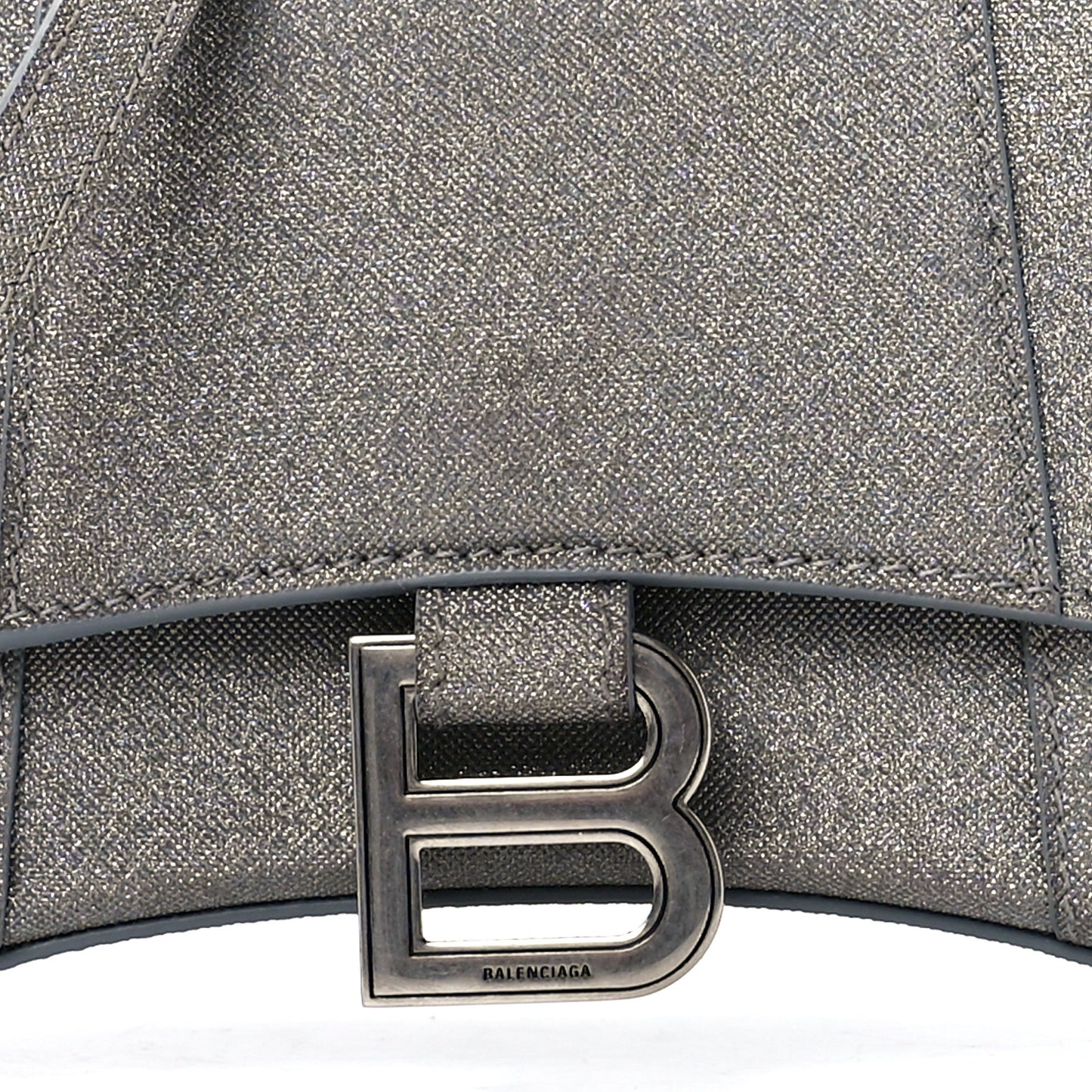 Glitter Fabric Hourglass Top Handle Bag XS Grey