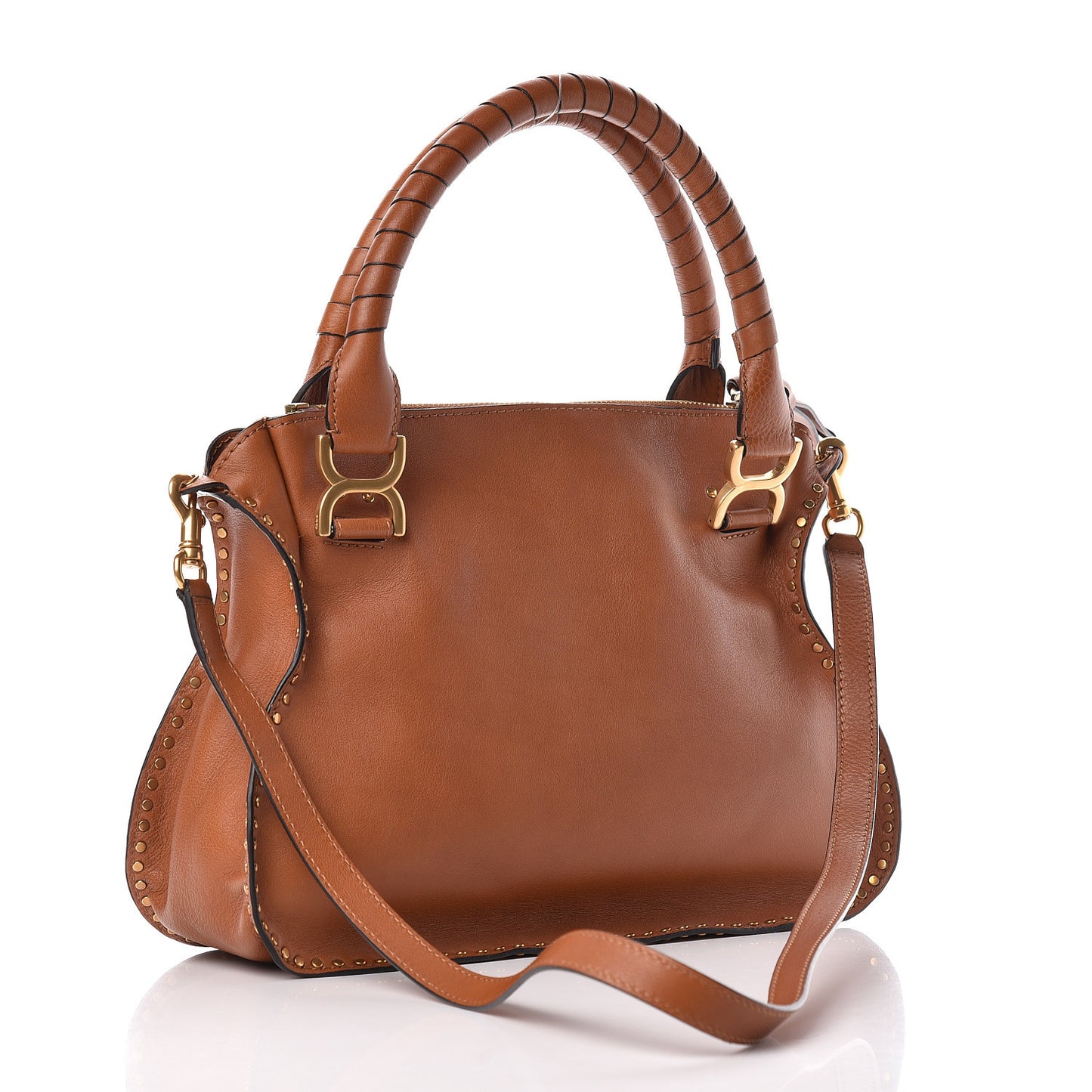 Calfskin Braided Medium Marcie Satchel Caramel