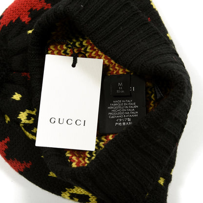 Gucci Wool Alpaca Knit Softy Star Beanie Hat M Black Yellow 3 of 3