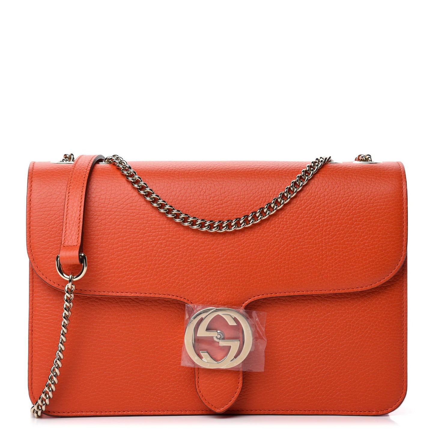 Dollar Calfskin Interlocking G Shoulder Bag Sun Orange