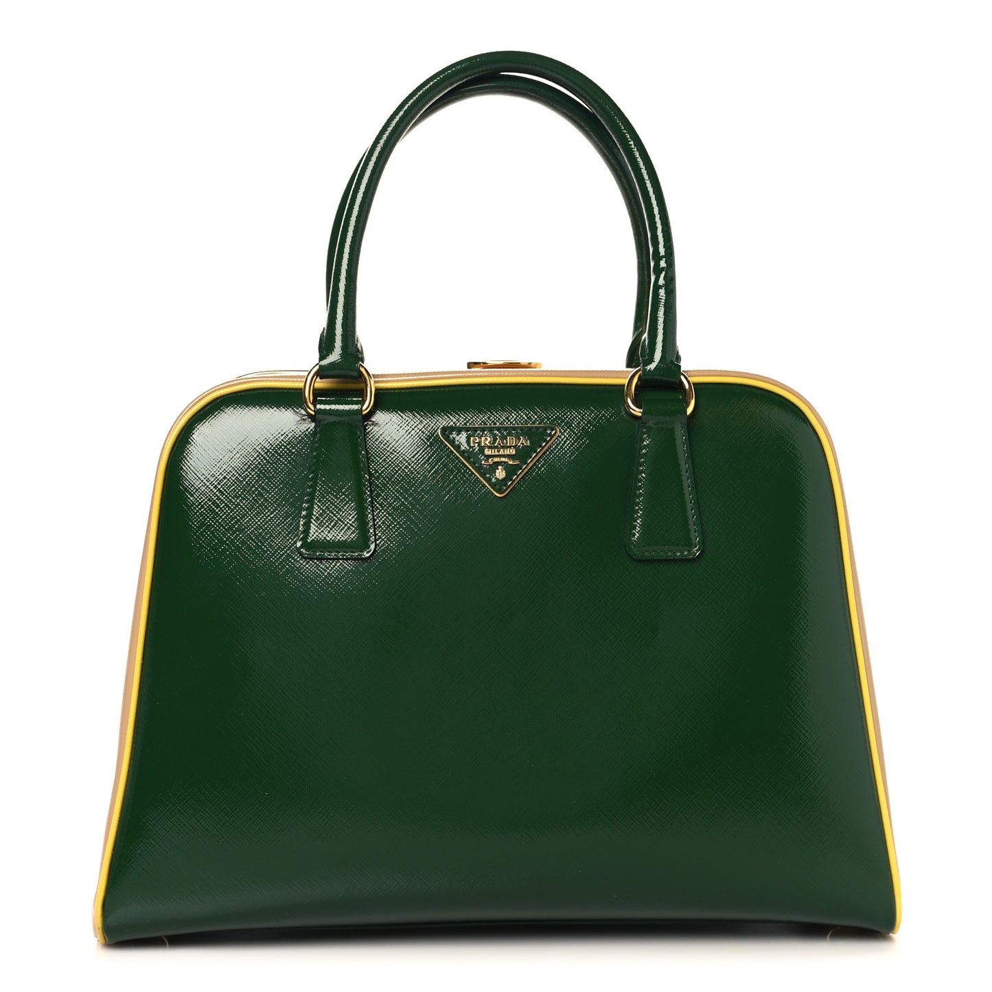 Saffiano Vernice Pyramid Bag Larice Sabbia