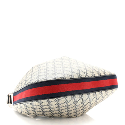 Gucci GG Supreme Monogram Textured Calfskin Web Large Attache Shoulder Bag Beige Blue 4 of 11