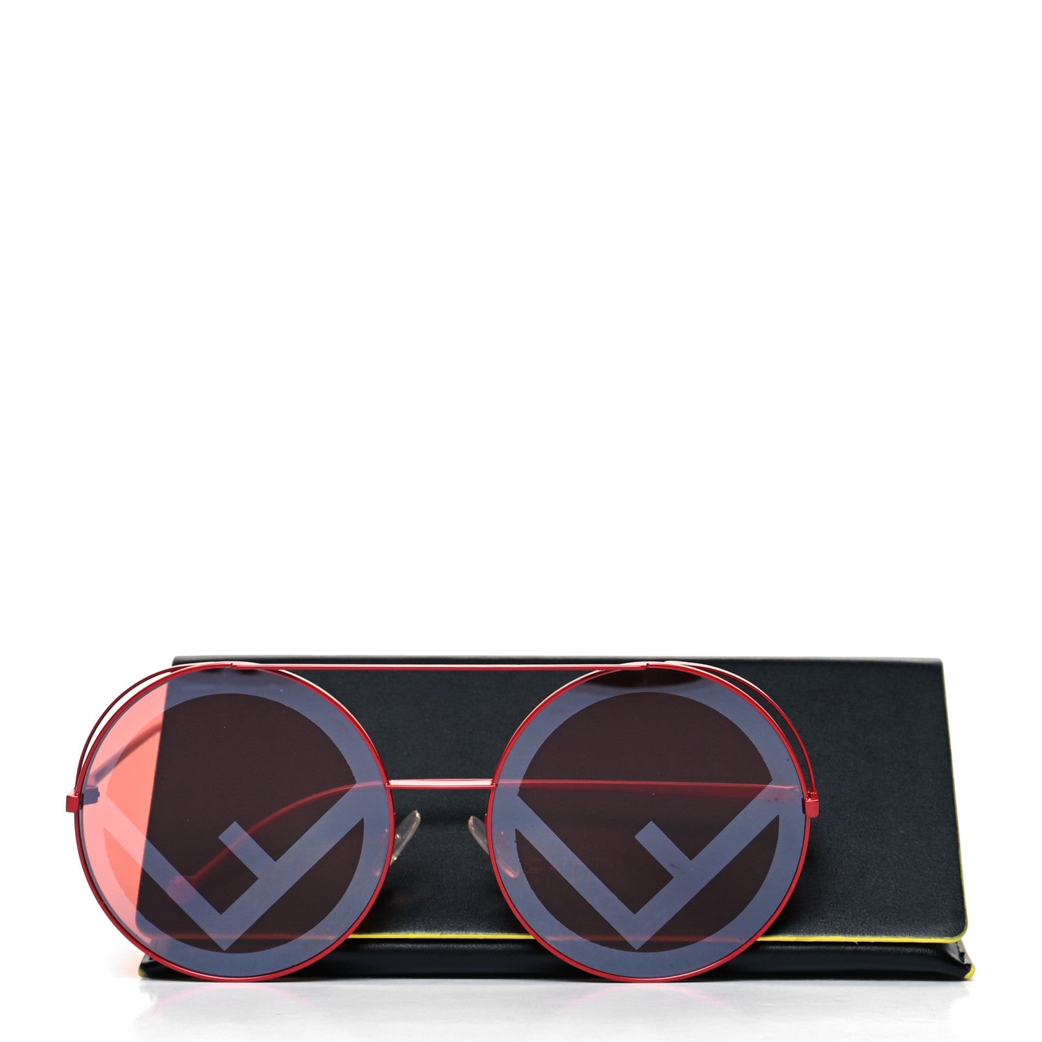 Fendi Metal Run Away Round Frame Sunglasses FF 0285/2 Red 3 of 7