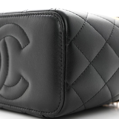 Chanel Lambskin Quilted Small Top Handle Vanity Case With Chain Black Lilac 10 of 13