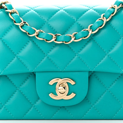 Chanel Lambskin Quilted Mini Rectangular Flap Turquoise 8 of 10