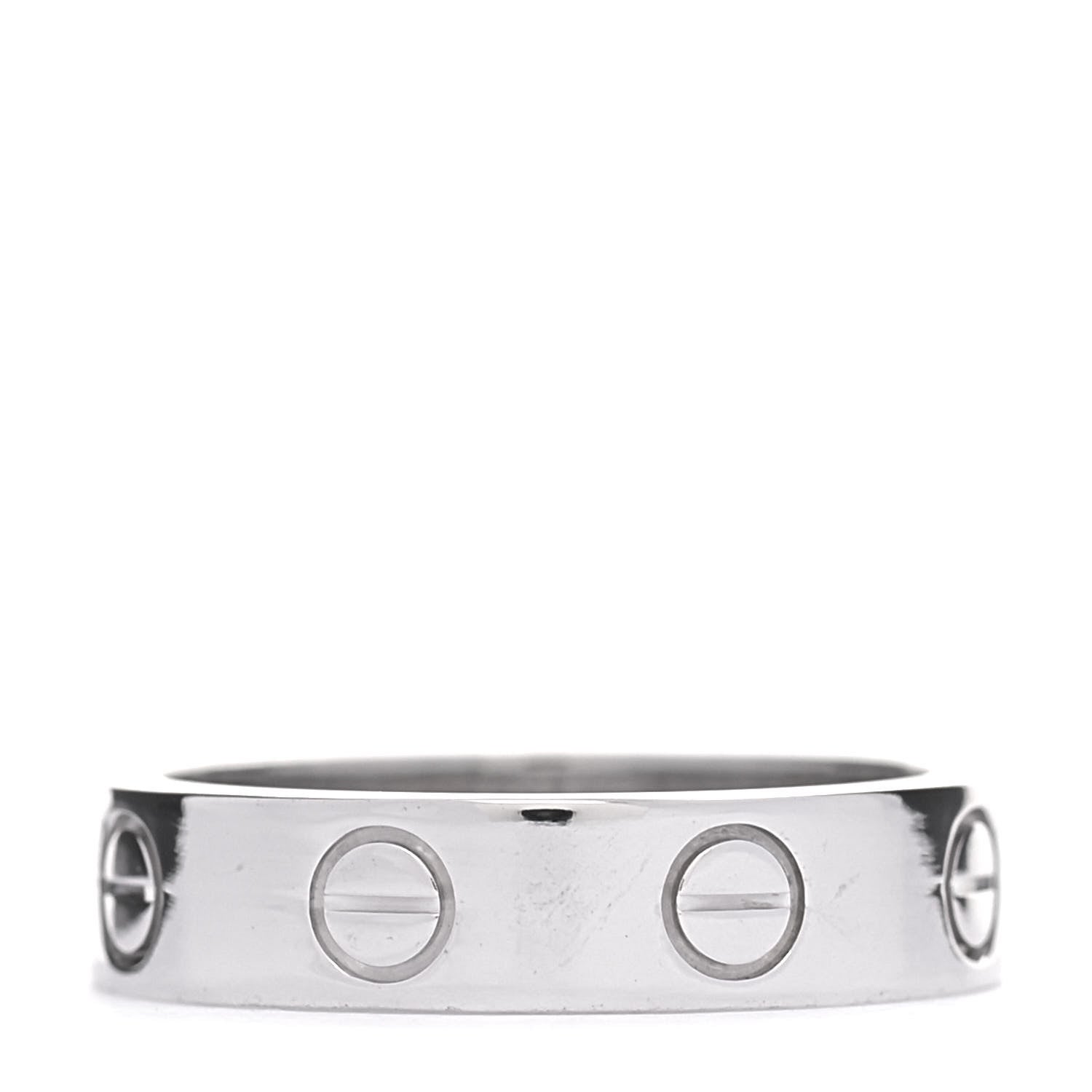 Cartier 18K White Gold Diamond 4mm LOVE Wedding Band Ring 45 3.25 3 of 5