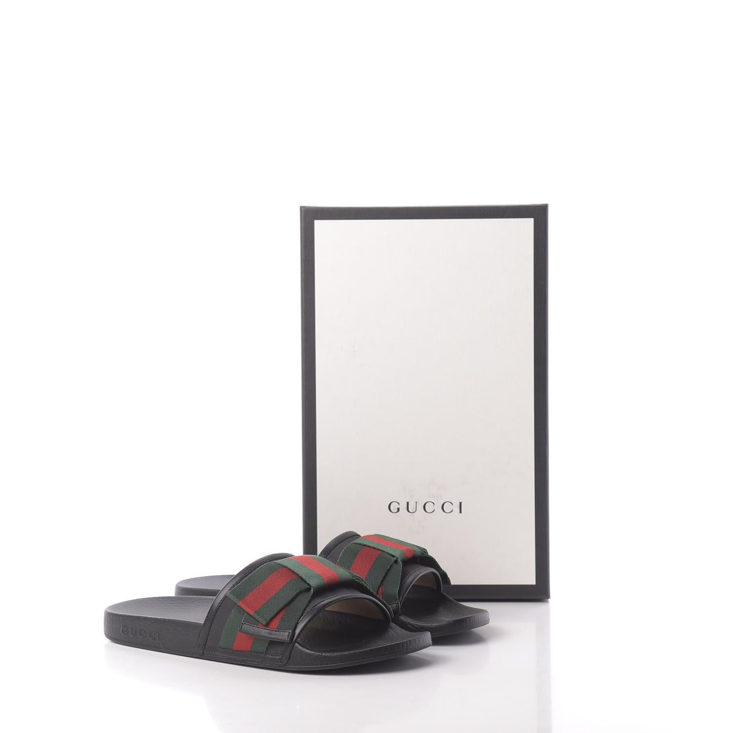Satin Web Bow Slide Sandals 40 Black