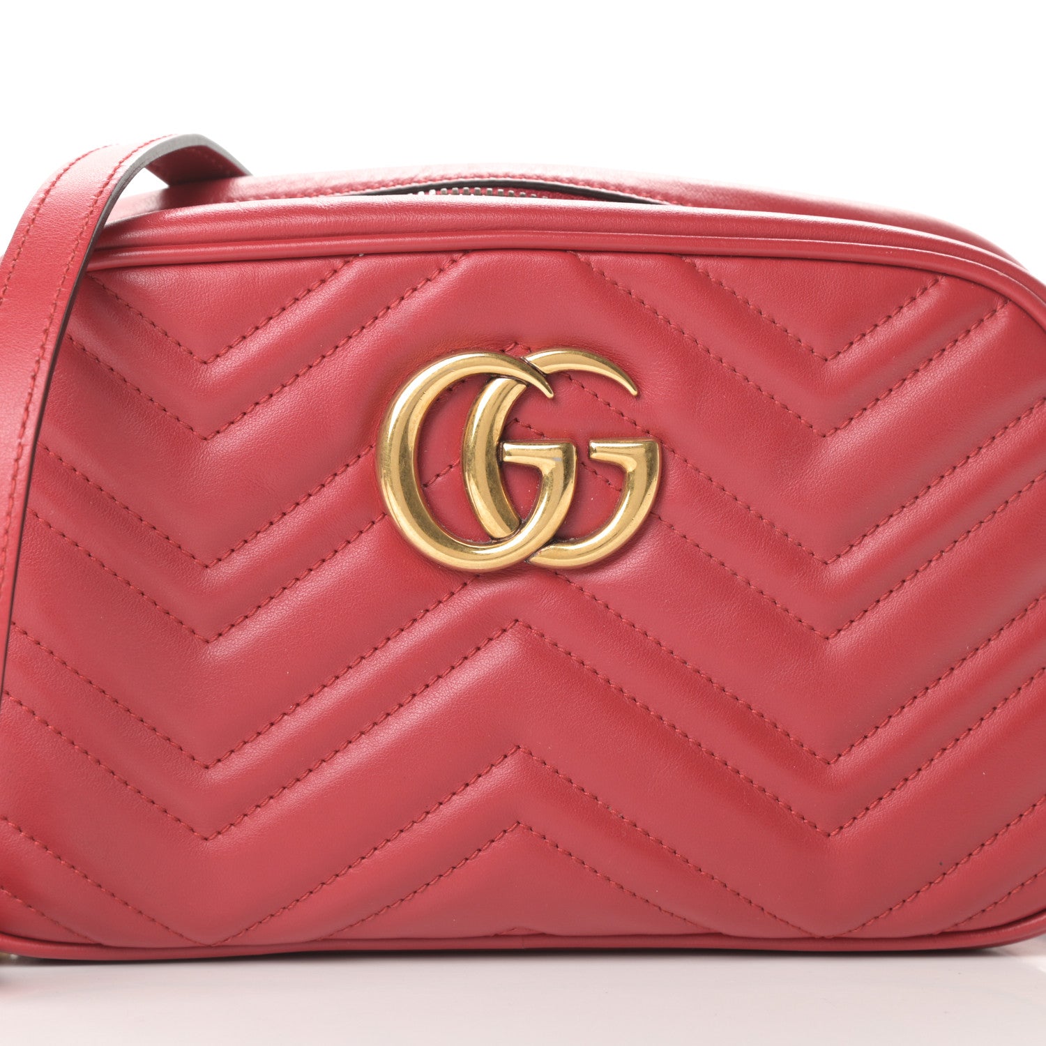 Gucci Calfskin Matelasse Small GG Marmont Chain Shoulder Bag Hibiscus Red 8 of 15