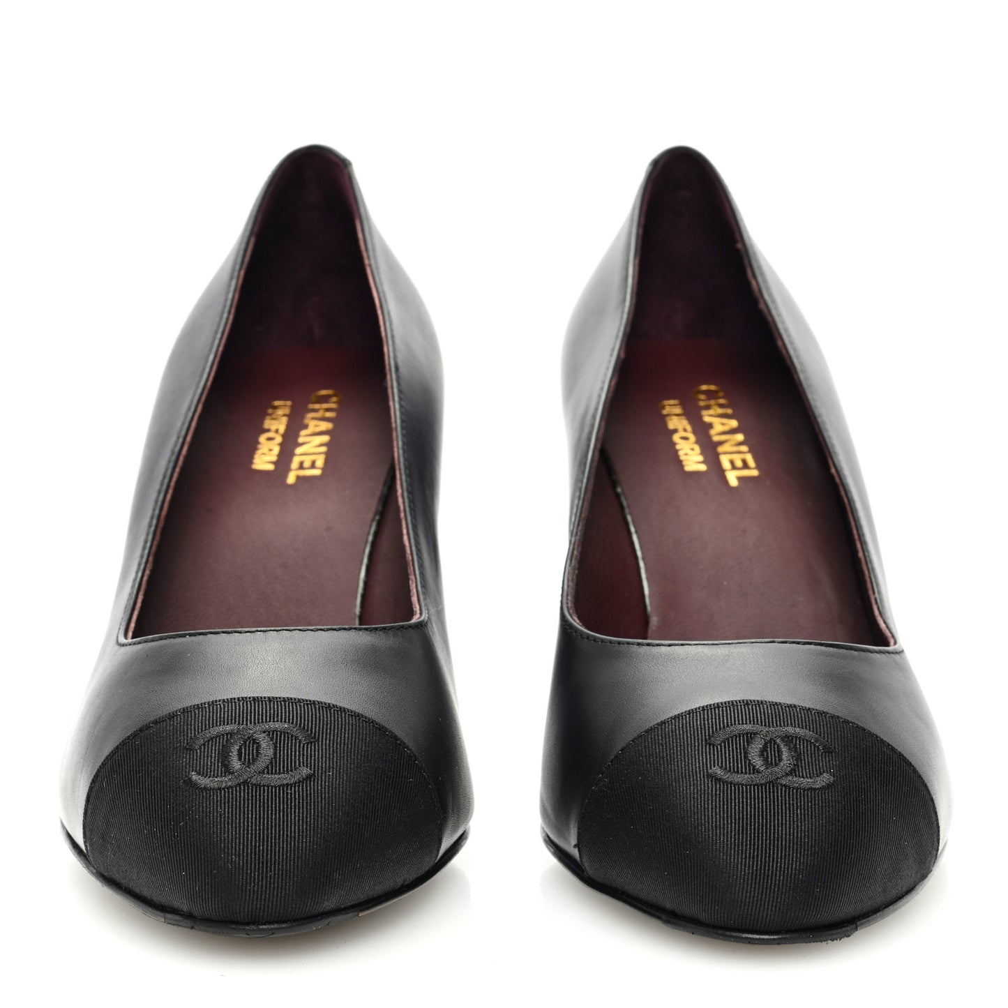 Lambskin Grosgrain Cap Toe CC Pumps 40 Black