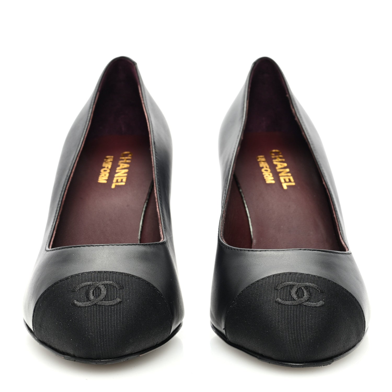 Chanel Lambskin Grosgrain Cap Toe CC Pumps 40 Black 2 of 8