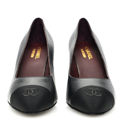 Chanel Lambskin Grosgrain Cap Toe CC Pumps 40 Black 2 of 8