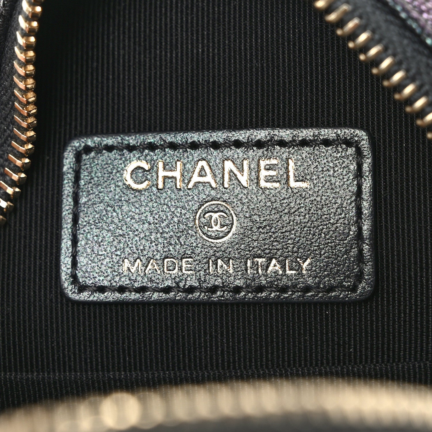 Chanel Iridescent Caviar Quilted Round Clutch With Chain Black 6 of 10