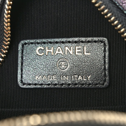 Chanel Iridescent Caviar Quilted Round Clutch With Chain Black 6 of 10
