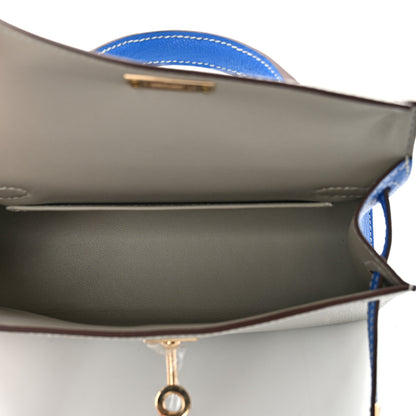 Hermes Chevre Mysore Horseshoe Mini Kelly Sellier 20 Gris Perle Bleu Hydra 5 of 12