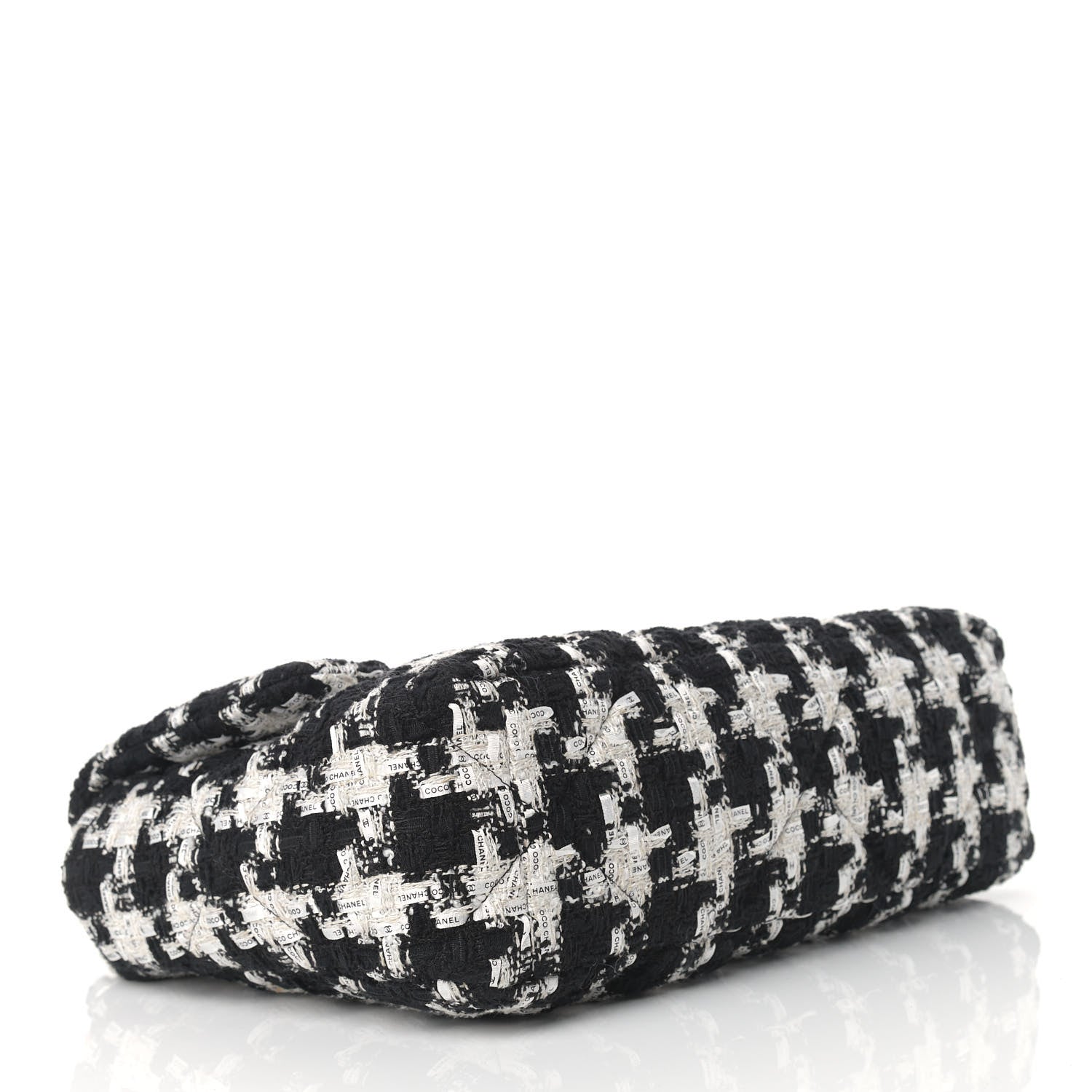 Chanel Tweed Quilted Large Chanel 19 Flap Black Ecru White 4 of 9