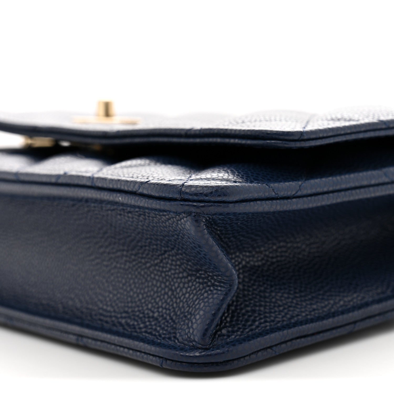 Chanel Caviar Quilted CC Turnlock Wallet On Chain WOC Navy Blue 10 of 11