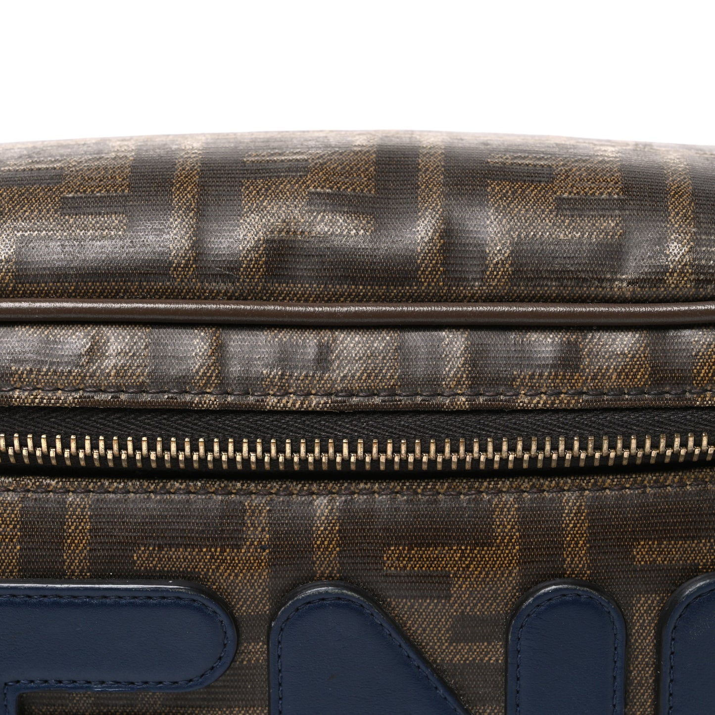 X FILA Glazed Fabric Vitello Century FF 1974 Mania Belt Bag Mogano Panna Blueberry Mogano Panna Blueberry