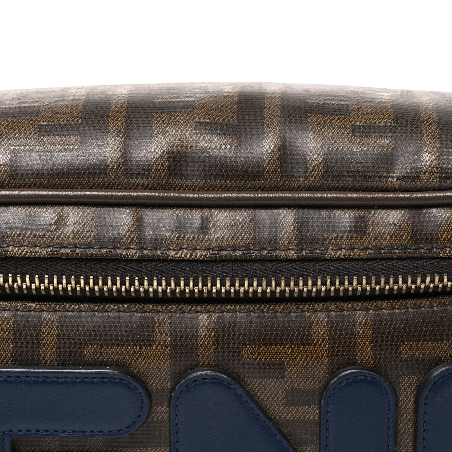 Fendi X FILA Glazed Fabric Vitello Century FF 1974 Mania Belt Bag Mogano Panna Blueberry Mogano Panna Blueberry 8 of 12