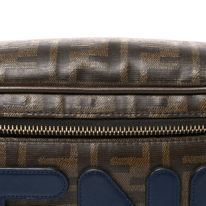 Fendi X FILA Glazed Fabric Vitello Century FF 1974 Mania Belt Bag Mogano Panna Blueberry Mogano Panna Blueberry 8 of 12
