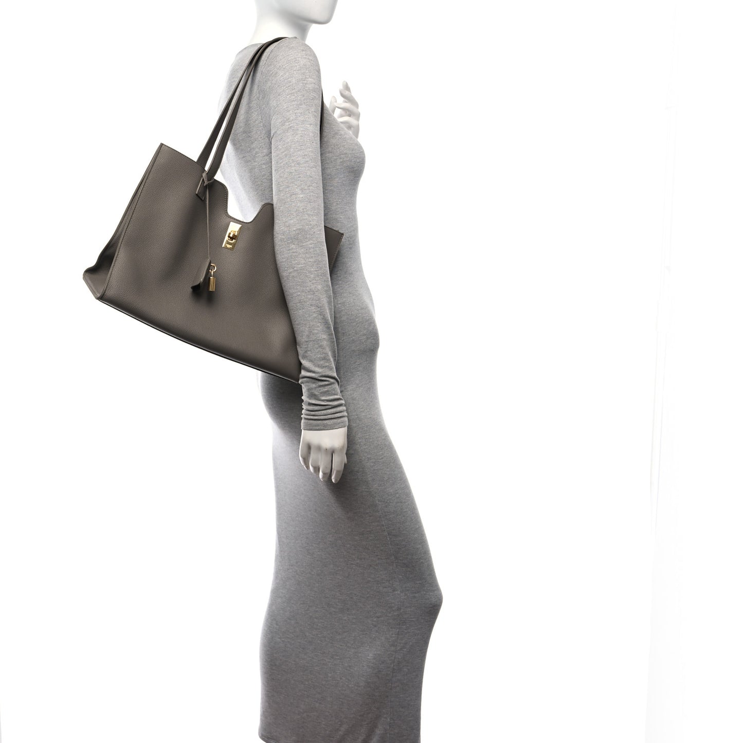 Grained Calfskin Cabas 16 Bag Smokey Taupe