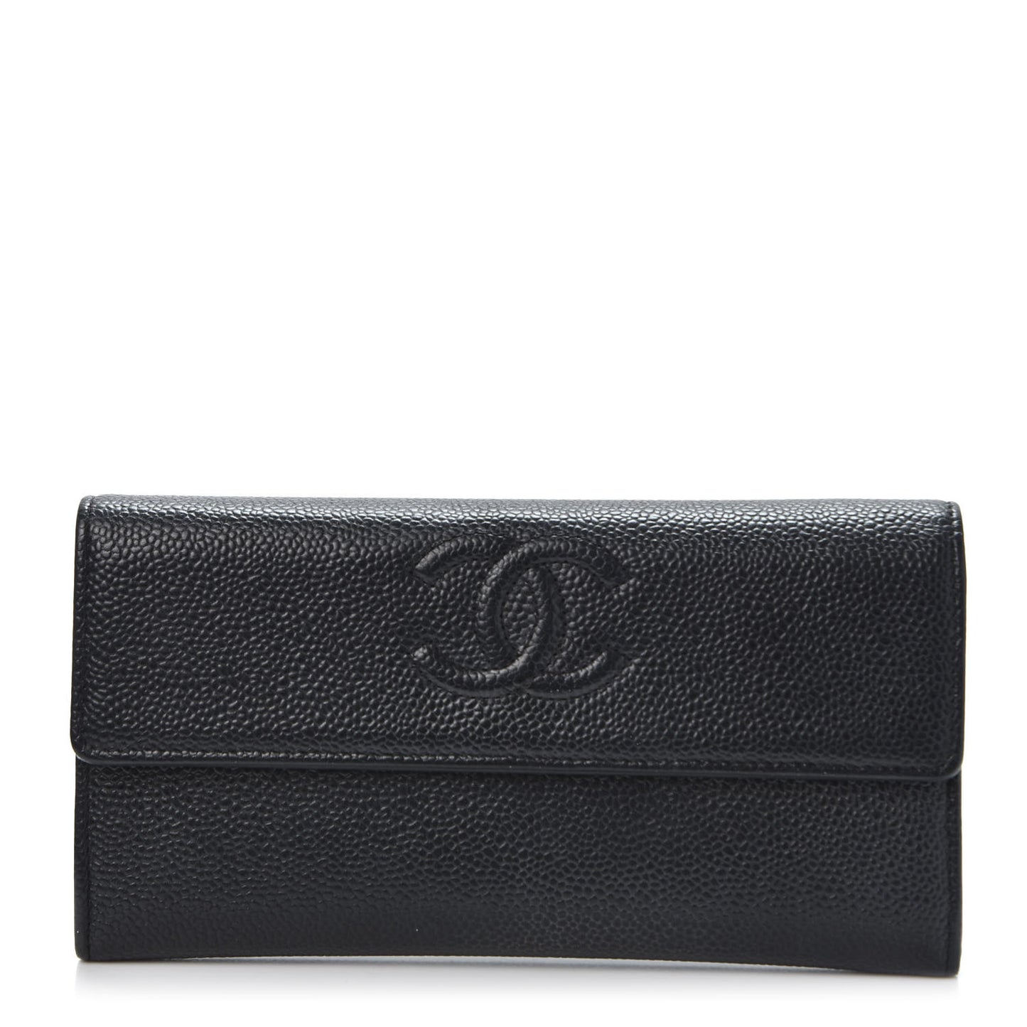 Caviar Timeless CC Large Gusset Flap Wallet Black