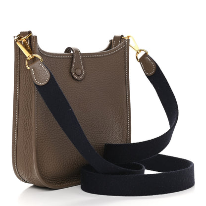 Hermes Taurillon Clemence Amazone Evelyne TPM Etoupe Bleu Indigo 3 of 12