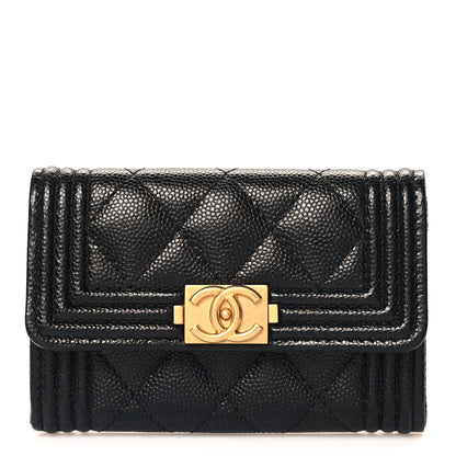 Chanel Caviar Quilted Boy Flap Card Holder Black 1 of 8