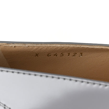 Chanel Shiny Calfskin Logo Loafers 37 Light Grey 8 of 10