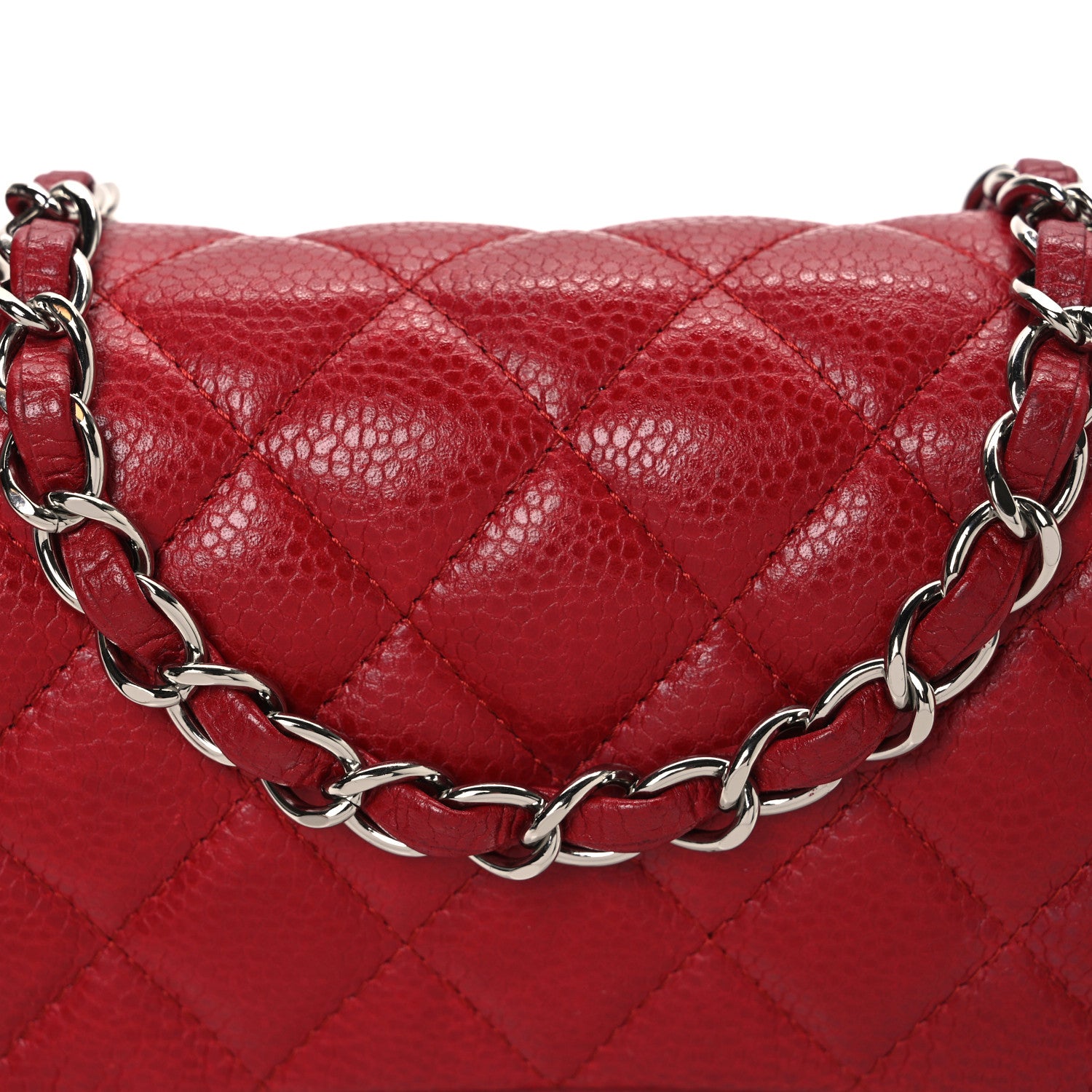 Chanel Caviar Quilted Mini Square Flap Red 8 of 10
