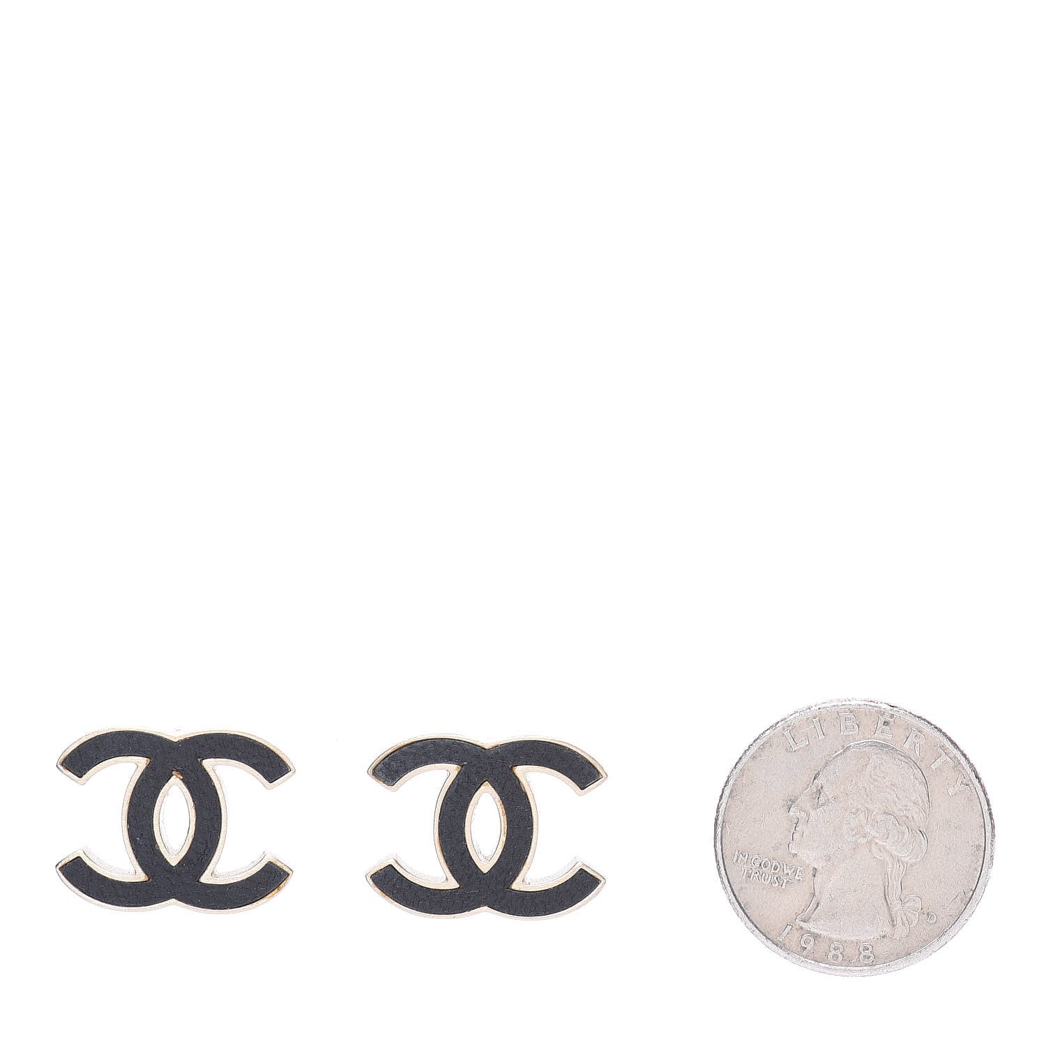 Chanel Lambskin CC Earrings Black Gold 2 of 6