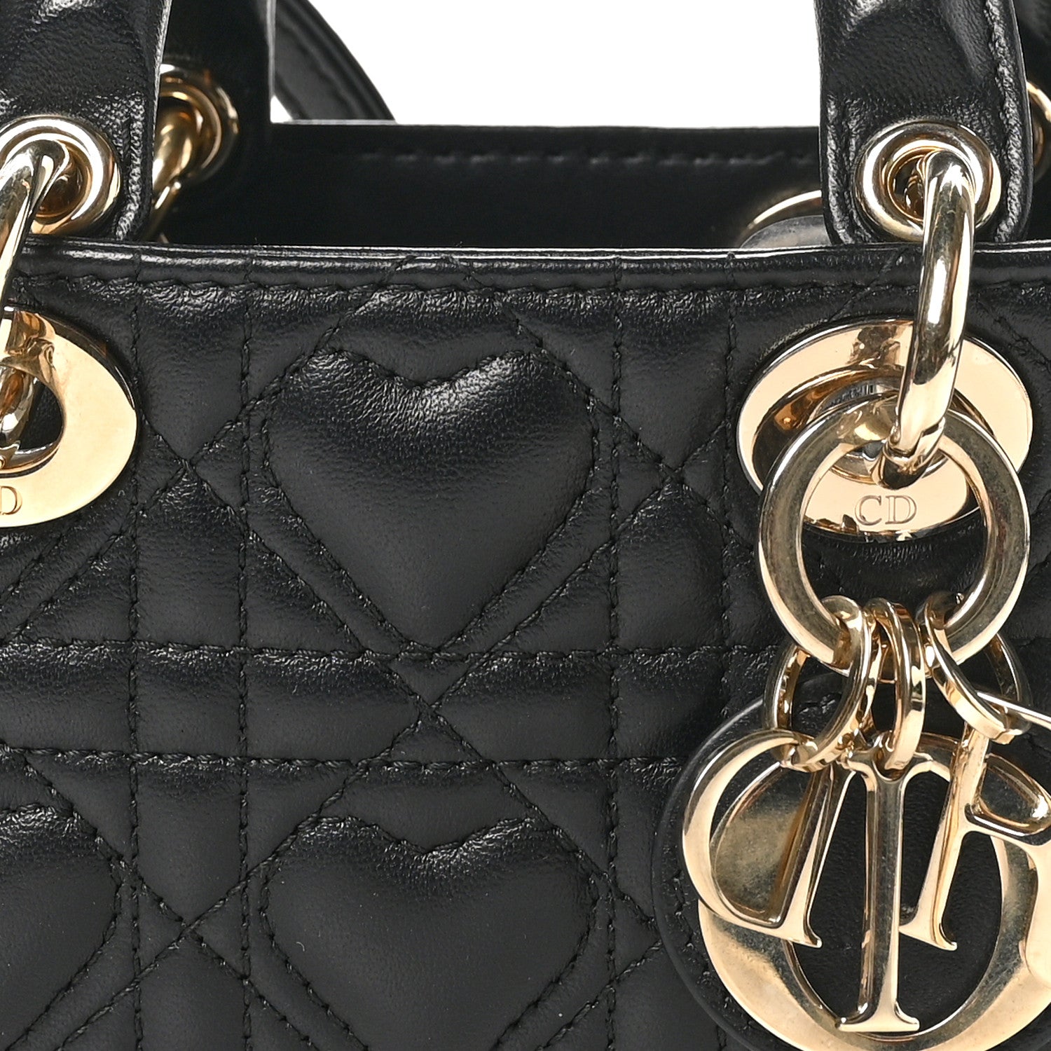 Christian Dior ブラックパーティーバッグ Christian Dior Lambskin Cannage Dioramour Micro Lady D-Joy Black