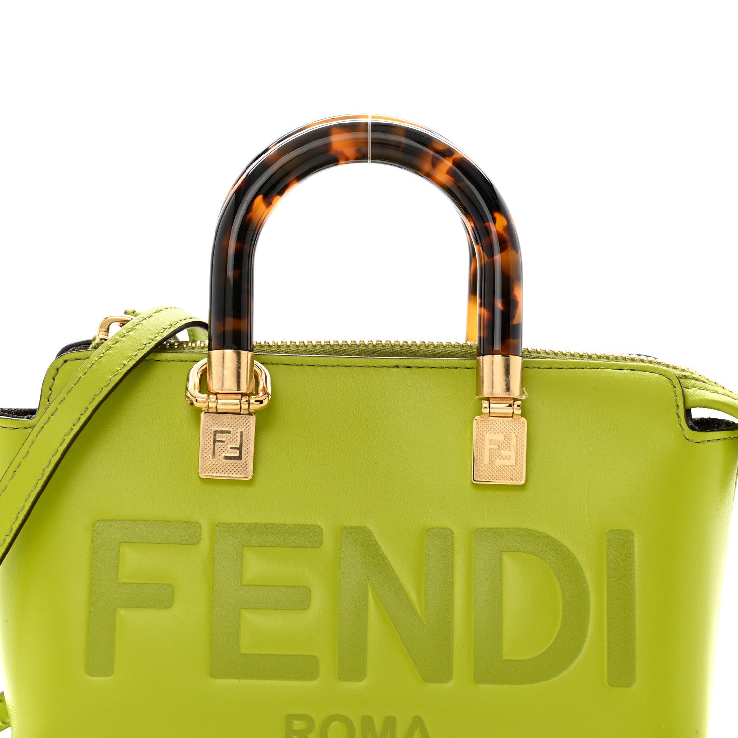 FENDIバック Fendi Vitello King Plexiglass Logo Embossed Mini By The Way Top